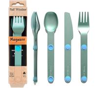 FULL WINDSOR - MAGWARE- Magnetic Camping Cutlery Set- Travel Silverware with case, Kids Lunch Box Set, Outdoor Flatware Utensils, Portable Repurposable Essentials Knife, Fork & Spoon- Turquoise (3PCS)