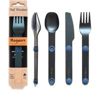 FULL WINDSOR - MAGWARE Magnetic Camping Cutlery Set - Travel Utensils for Camping, Cooking, and Outdoor Dining - Knife, Fork & Spoon - Portable Silverware with Pouch - Blue (3 PCS)