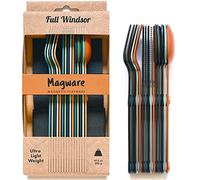 FULL WINDSOR - Magware Magnetic Camping Cutlery Set - Travel Utensils for Cooking and Outdoor Dining - Knife, Fork & Spoon - Portable Silverware with Pouch - Multicolor (15 PCS)