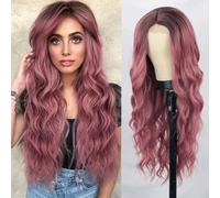 full Women's Lace Front Wig, Highlighted Long Curly Hair, Middle Part Synthetic Full Headset(R4/14/130#)