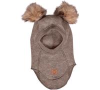 Full wool balaclava with baby pompom Mikk-Line Marron 9/12 mois