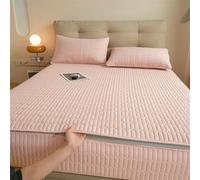 Full zip cover Breathable dustproof washable fitted sheet Customizable size Waterproof quilted mattress protector for single/double/king size beds-Pink- 135x190+30cm