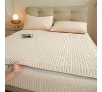 Full zip cover Breathable dustproof washable fitted sheet Customizable size Waterproof quilted mattress protector for single/double/king size beds-Beige- 135x190+30cm