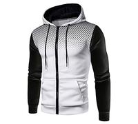 Full Zip Fleece Hoodie Overcoat Lightweight Thermal-Lined Hooded Sweatshirt Cotton Blend Winter Long Sleeve Outwear (White,L)