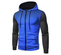 Full Zip Fleece Hoodie Overcoat Lightweight Thermal-Lined Hooded Sweatshirt Cotton Blend Winter Long Sleeve Outwear (Blue,L)