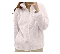 Full Zip Womens Solid Color Fleece Jackets - Collar Lightweight, Warm & Cosy Sweatshirt Top - Soft Loose Fit Coat Great for Camping, Outdoors, Travelling & Hiking