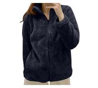 Full Zip Womens Solid Color Fleece Jackets - Collar Lightweight, Warm & Cosy Sweatshirt Top - Soft Loose Fit Coat Great for Camping, Outdoors, Travelling & Hiking