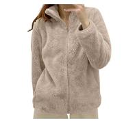 Full Zip Womens Solid Color Fleece Jackets - Collar Lightweight, Warm & Cosy Sweatshirt Top - Soft Loose Fit Coat Great for Camping, Outdoors, Travelling & Hiking