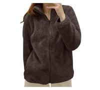 Full Zip Womens Solid Color Fleece Jackets - Collar Lightweight, Warm & Cosy Sweatshirt Top - Soft Loose Fit Coat Great for Camping, Outdoors, Travelling & Hiking