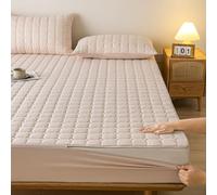 Full Zipped Mattress Protector Customizable Quilted Mattress Cover Zip Up Bed Fitted Sheet Double/Single/King Mattress Topper Washable Anti-dust 360°Total Mattress Encasement Cover(90x190+20cm,Beige)