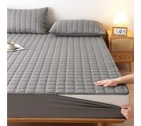 Full Zipped Mattress Protector Customizable Quilted Mattress Cover Zip Up Bed Fitted Sheet Double/Single/King Mattress Topper Washable Anti-dust 360°Total Mattress Encasement Cover(90x190+15cm,Gray)