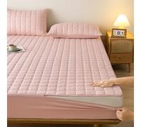 Full Zipped Mattress Protector Customizable Quilted Mattress Cover Zip Up Bed Fitted Sheet Double/Single/King Mattress Topper Washable Anti-dust 360°Total Mattress Encasement Cover(120x190+25cm,Jade)