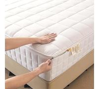 Full Zipped Mattress Protector Customizable Quilted Mattress Cover Zip Up Bed Fitted Sheet Double/Single/King Mattress Topper Washable Anti-dust 360°Total Mattress Encasement Cover(White,150x200+25cm)