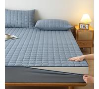 Full Zipped Mattress Protector Customizable Quilted Mattress Cover Zip Up Bed Fitted Sheet Double/Single/King Mattress Topper Washable Anti-dust 360°Total Mattress Encasement Cover(180x200+25cm,Blue)