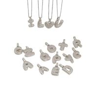 Full Zircon A-Z Letter Pendant Necklace for Women Chunky Bubble Initial Letters Pendant Necklaces Trendy Birthday Jewellery O 50CM