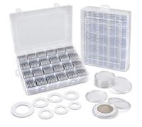 FULLCASE 168 Pieces 46mm Coin Capsules with Foam Gasket and Plastic Storage Organizer Box, 6 Sizes (20/25/27/30/38/46mm) Coins Collector Case Holder for Coin Collection Supplies