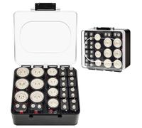 FULLCASE Battery Storage Organizer Box, Holder Container for 20 C D 9V Batteries, Plastic Home Batteries Variety Pack Protective Organization(Case Only) Black