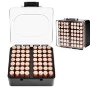 FULLCASE Battery Storage Organizer Box, Holder Container for 56 AA Batteries, Plastic Home Batteries Variety Pack Protective Organization(Case Only) Black