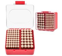 FULLCASE Battery Storage Organizer Box, Holder Container for 82 AA AAA Batteries, Plastic Home Batteries Variety Pack Protective Organization(Case Only) Red