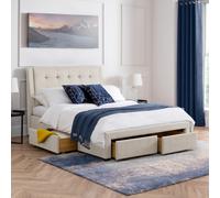 Fullerton - Double - Storage Bed with 4 Drawers - Natural - Fabric - 4ft6