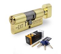 Fullex Kinetica+ K4 3* Thumbturn Euro Cylinder Door Lock - Brass, 50/50 (100mm), 2 Extra (5 Total)