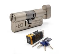 Fullex Kinetica+ K4 3* Thumbturn Euro Cylinder Door Lock - Nickel, 50/50 (100mm), 1 Extra (4 Total)
