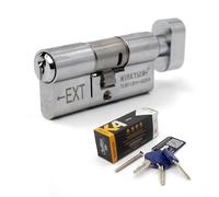 Fullex Kinetica+ K4 3* Thumbturn Euro Cylinder Door Lock - Chrome, 40/40 (80mm)