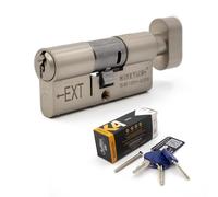Fullex Kinetica+ K4 3* Thumbturn Euro Cylinder Door Lock - Nickel, 50/50 (100mm), 1 Extra (4 Total)