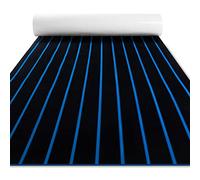Fullfire Boat Flooring - EVA Foam Boat Decking - Faux Teak Marine Mat Self-Adhesive Marine Carpet for Motorboat RV Yacht Kayak 94" x 35" Black with Blue Lines