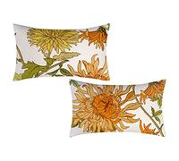 Fullfun Chrysanthemums Cushion Covers, Flowers Throw Pillow Covers, Single Sided Plant Cushion Covers Pack of 2 Square Pillowcase for Living Room & Bedroom 30 cm x 50 cm(12 x 20 inch)