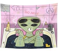 Fullfun Tapestry Trippy Alien Bathing,Cool wall arts for y2k aesthetic Room Decor, Wall Hanging Homeware for Living Room, Bedroom & Dorm 50 x 60 Inches.