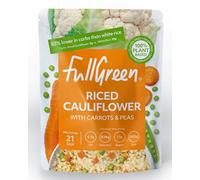 Fullgreen Riced Cauliflower with Carrots & Peas - Case of 6. 100% Veg, Shelf-Stable, no preservatives, Vegan, Keto and 87% Lower-Carbs Than Rice! Made in The UK