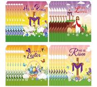 Fullhawl 120 Pcs He Is Risen Bags 5.12 x 8.27 Inch Easter Cookie Bags He Is Risen Gift Pouches Religious Paper Pouches for Christian Spring Holiday Snacks Gifts Favors Supplies, 4 Styles (Religious)