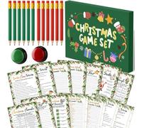 Fullhawl 124 Pcs Christmas Trivia Games Cards for Family with 102 Quiz Answer Cards 2 Game Buzzers 20 Christmas Pencils Adults Group Xmas Festival Guessing Activity Holiday Party Supplies (Flowers)