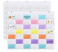 Fullhawl 2 Pcs 3" x 5" Index Card Holder Sleeve 42 Card Slots Organizer Holder, Pocket Chart, Oxford Note Sleeve, Hanging Wall Mount Pocket for Studying, Organizing, Office, Tracking Workflow