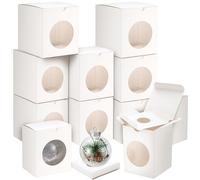 Fullhawl 20 Pack Christmas Ornaments Balls Boxes 4''x 4"x 5" Christmas Tree Balls Gift Box with Lids and Window Xmas DIY Ornament Party Favor Boxes for Selling Cupcake Gift Packaging(White)