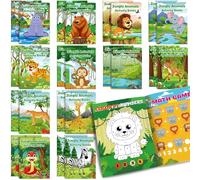 Fullhawl 24 Pcs Safari Animal Activity Books Mini Fun Games Bulk Coloring Books Mazes Word Search Scramble Find Difference for Goodie Bag Stuffers Classroom Birthday Party Supplies(Jungle Animal)