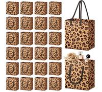 Fullhawl 24 Pcs Valentine's Day Mini Gift Bags Bulk Jesus Loves You Gifts Bag with Handle Extra Small Christian Heart Paper Bags 4.3 x 4 x 2.8 Inch for Valentine Party Boutique (Cheetah Print)