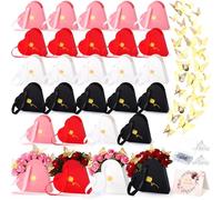 Fullhawl 24 Sets Valentines Heart Shaped Flowers Gift Boxes Bouquet Storage Bucket with 72 Gold Butterfly 100 Flower Pins and 24 Greeting Card for Wedding Florist Bridal Shower(Multicolor)