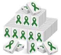 Fullhawl 36 Packs Lymphoma Awareness Liver Cancer Pocket Tissues Green Ribbon Travel Facial Tissue Bulk Mini Type Pocket Tissues Mental Health Awareness Supplies Souvenir Gift
