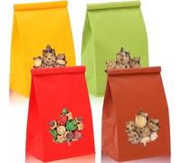 Fullhawl 36 Pcs Fall Cookie Treat Bags with Maple Leaf Window | 4 x 2.36 x 6.7 Inch Kraft Paper Bakery Bags with Tin Tie for Autumn Thanksgiving Party Favors Supplies