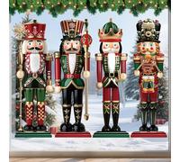 Fullhawl 4 Sheets Large Christmas Window Clings Decorations Nutcracker Soldiers Christmas Window Clings Nutcrackers Xmas Stickers for Holiday Party (Classic Eroticism)
