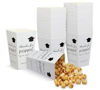 Fullhawl 48 Pcs Class of 2025 Graduation Party Popcorn Boxes 6 in Paper Popcorn Containers Popcorn Boxes Graduation Treat Cookie Snack Bags for Graduation Party Favors(White)