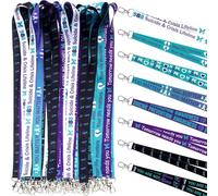 Fullhawl 48 Pcs Suicide Prevention Awareness Lanyard Teal Purple Ribbon Lanyards Suicide Awareness Inspirational Neck Lanyard with Badge Clip for Men Women ID Badges Keychain Bag