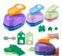 Fullhawl 53 Pcs St. Patrick's Day Punch Set Include 3 Pcs Clover Paper Punch 50 Kraft Gift Tags with 10 Meter String Tag for Paper Crafts St. Patrick's Day Festival Card Scrapbook DIY