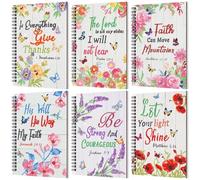 Fullhawl 6 Pack 5D DIY Diamond Art Notebook Kits for Adults Beginner A5 Leather Diamond Painting Gift for Women Art Cover Notepad Sketchbook Journal Crafts Accessories with Tool(Bible Florals)