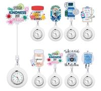 Fullhawl 8 Pcs Retractable CNA Appreciation Gift Nurse Watch Gift Clip on Lapel with Luminous Pointer Badge Reel Decoration, multicolor, Funny