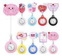 Fullhawl 8 Pcs Retractable Nurse Watch for Nurse Doctor Appreciation Gift Clip on Lapel Watch Brooch Decoration Badge Reel, multicolor, Classic