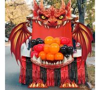 Fullhawl 80 Pcs Halloween Fire-breathing Dragon Trunk or Treat Car Decorations Fire-dragon Trunk-or-treat Decorating Kit Fire Dragon Car Banner Skirt Balloon Decor for Halloween Party Garage Supplies