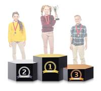 Fullhawl Cardboard Podium 76" W x 26" H People Winners Stand in Life Size Cardboard First Second Third Place Cardboard Cutout Standup for Party Decorations Display Event Backdrops Photo Booth Props